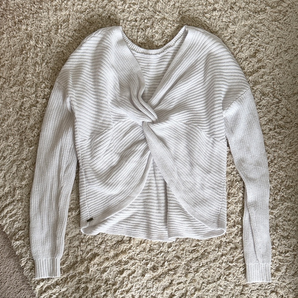 Reversible White Knotted Sweater